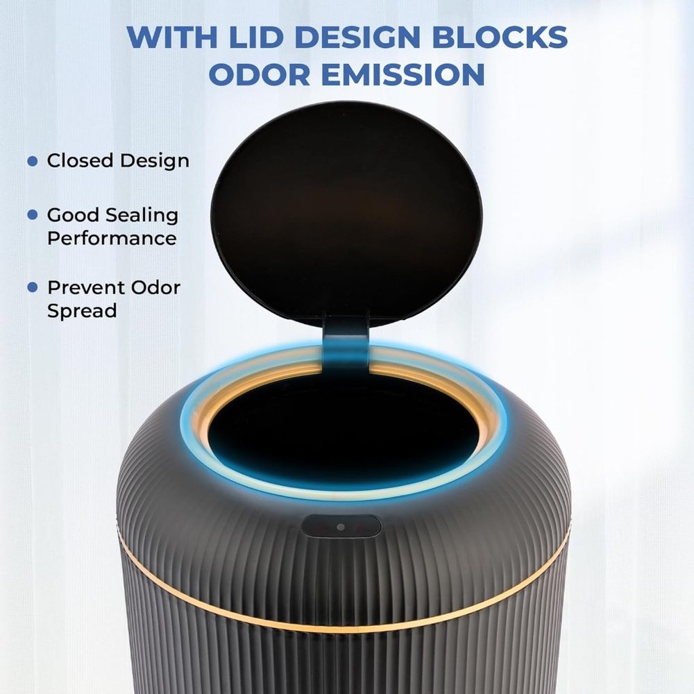 Pukomc Smart Sensor Wastebasket Hand Free Touchless 2.6 Gallon Black - Picture 4 of 8